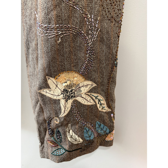 Y2K EXPRESS Herringbone Beaded embroidered sequin Dress Pants Boho Sz-Small - Picture 4 of 12